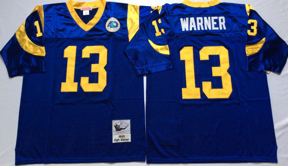 Men NFL Los Angeles Rams #13 Warner blue Mitchell Ness jerseys